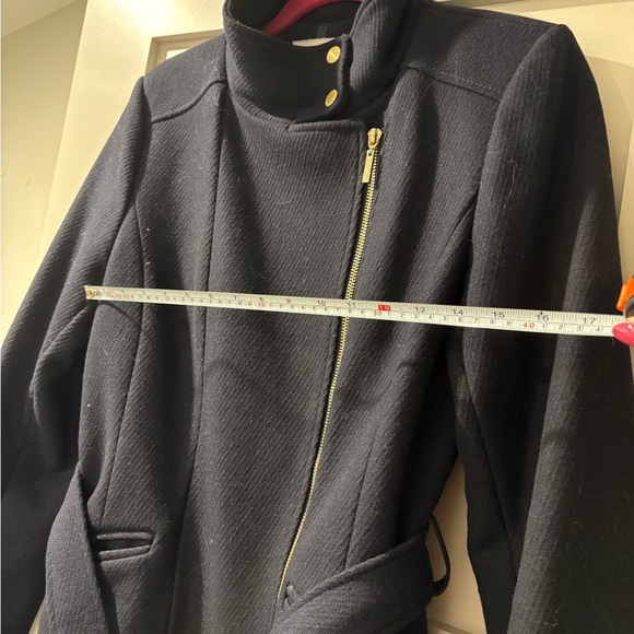Cole Haan Navy Belted Coat - Picture 3 of 5